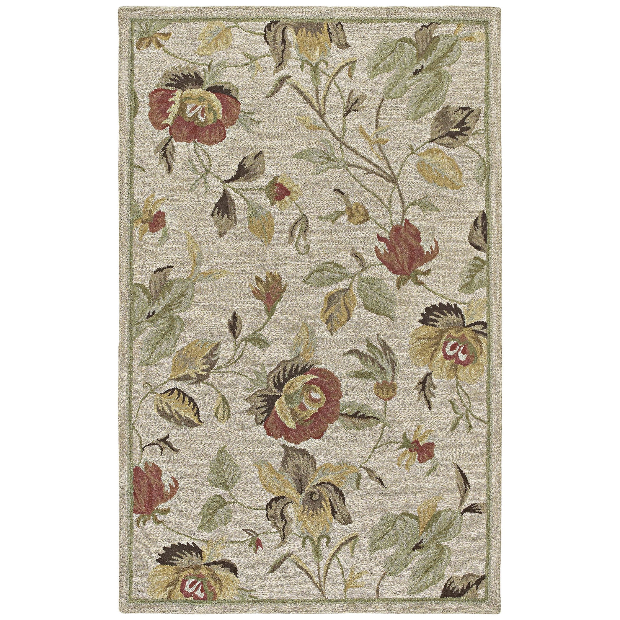 Hand tufted Lawrence Oatmeal Floral Wool Rug (96 X 130)