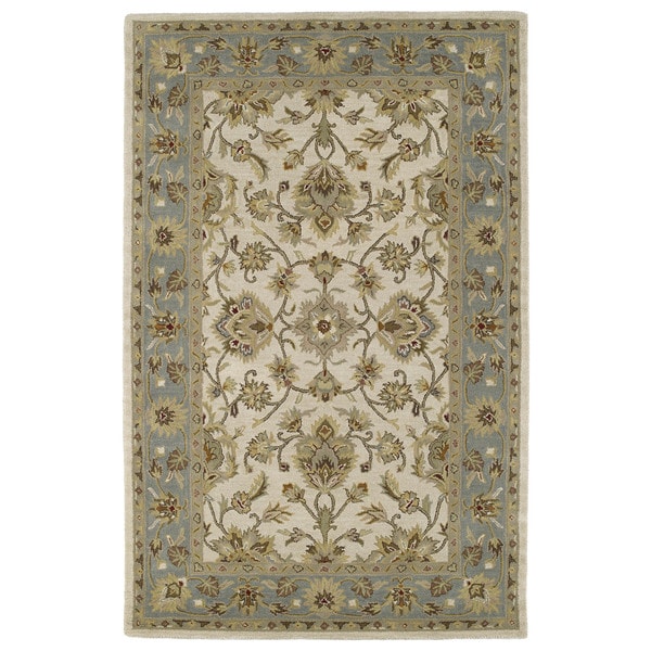 Hand tufted Lawrence Beige Kashan Wool Rug (76 x 90)