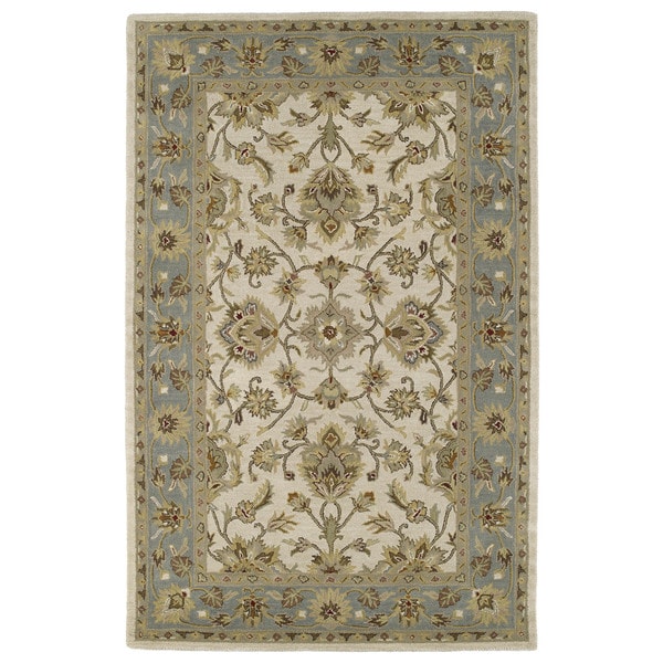 Hand-tufted Lawrence Beige Kashan Wool Rug (9'6 x 13'0) - 9'6" x 13'