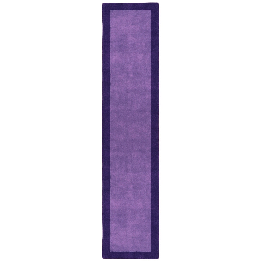 Purple Border Pulse Hand Tufted Wool Runner 2.5x12