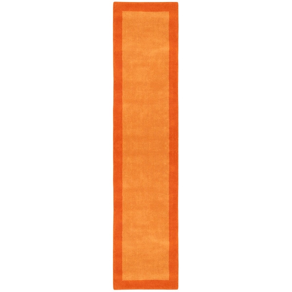 Orange Border Pulse Hand Tufted Wool Runner 2.5x12 Runner Rugs