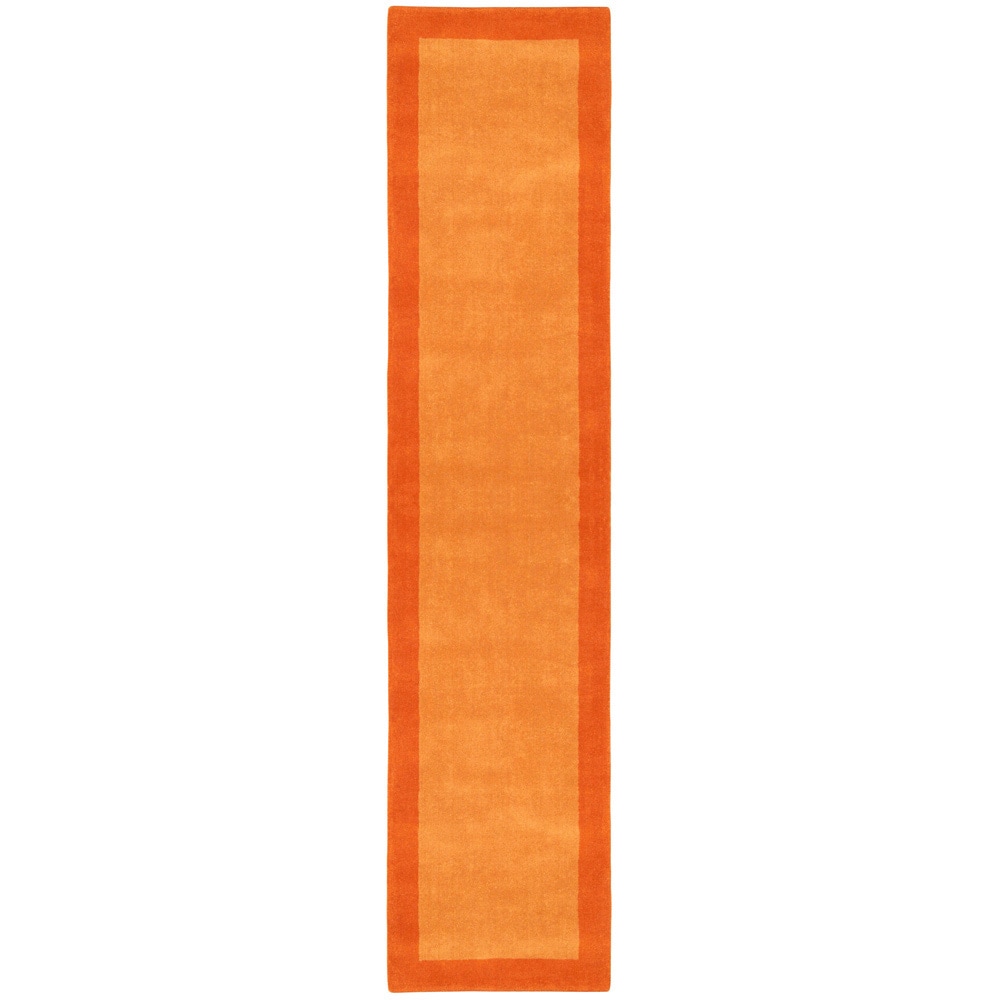 Orange Border Pulse Hand Tufted Wool Runner 2.5x12