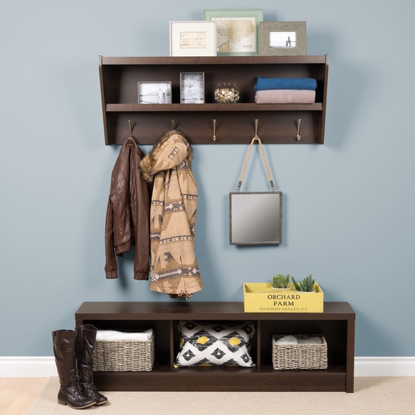 white coat rack with storage