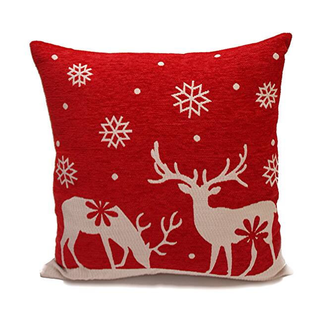 Red/ Cream Polyester Filled Decorative Holiday Throw Pillows