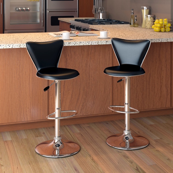 CorLiving Tapered Back Leatherette Adjustable Barstool (Set of 2)