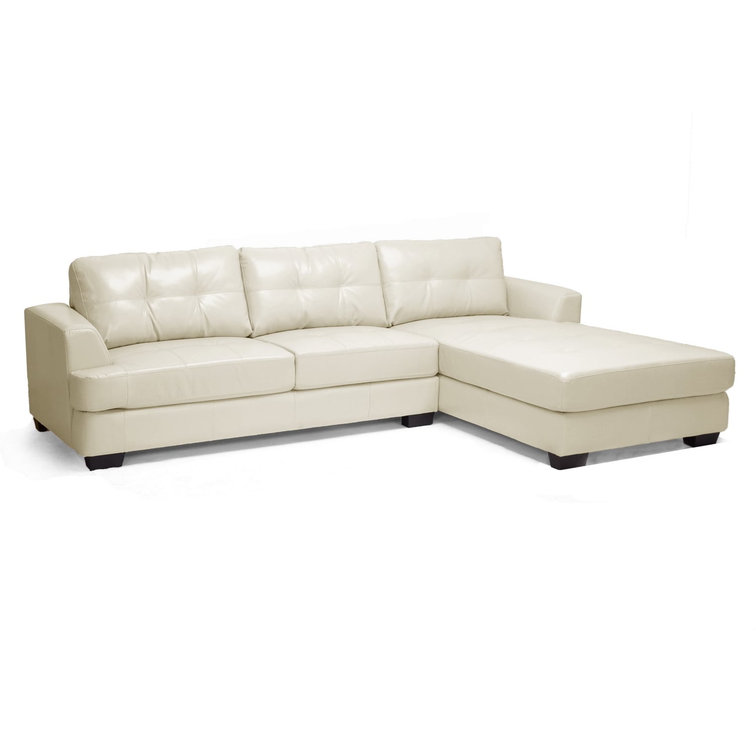 Dobson Cream Leather Modern Sectional Sofa with Bonus TV Stand