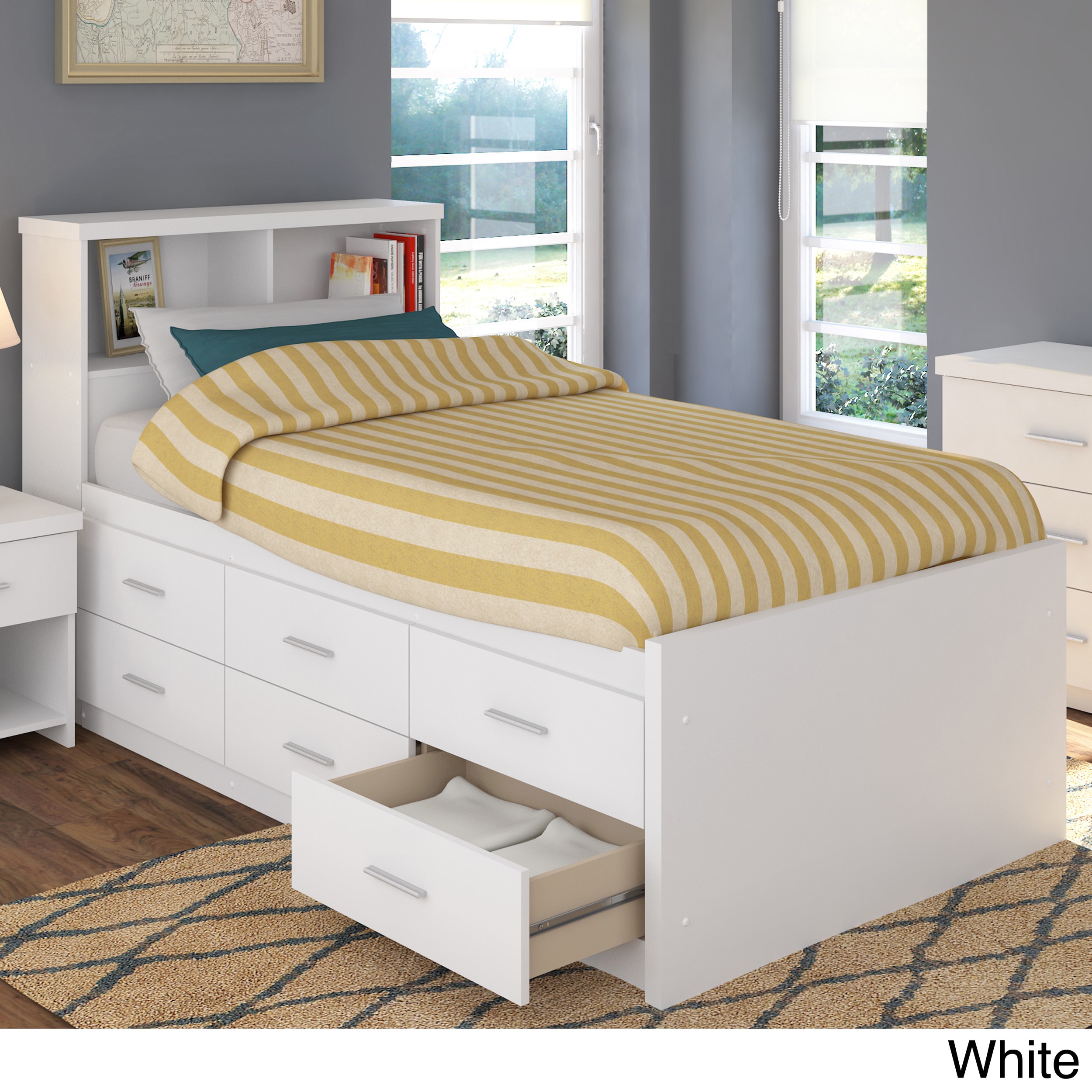 Shop Sonax 2 Piece Single Twin Captains Storage Bed Set With Bookcase