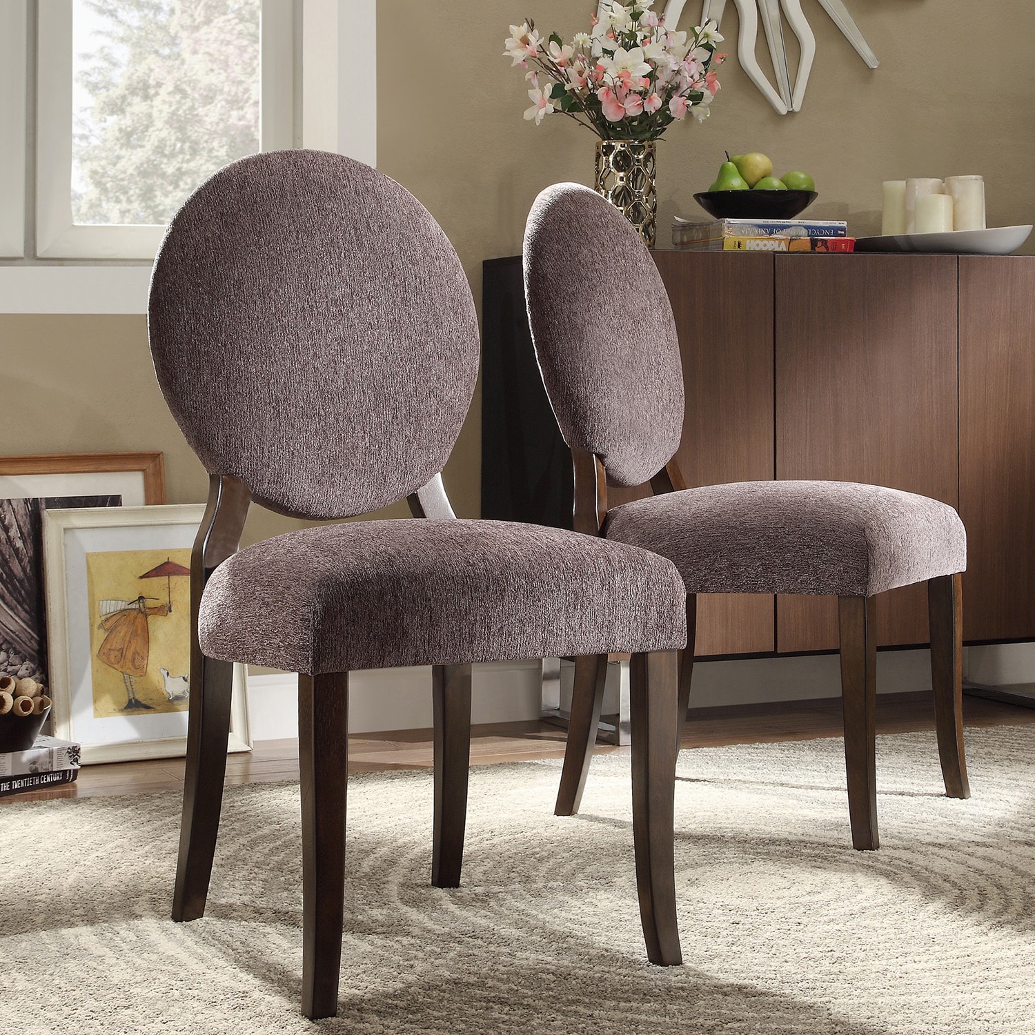 Inspire Q Zoey Dark Grey Chenille Round Back Side Chairs (set Of 2)