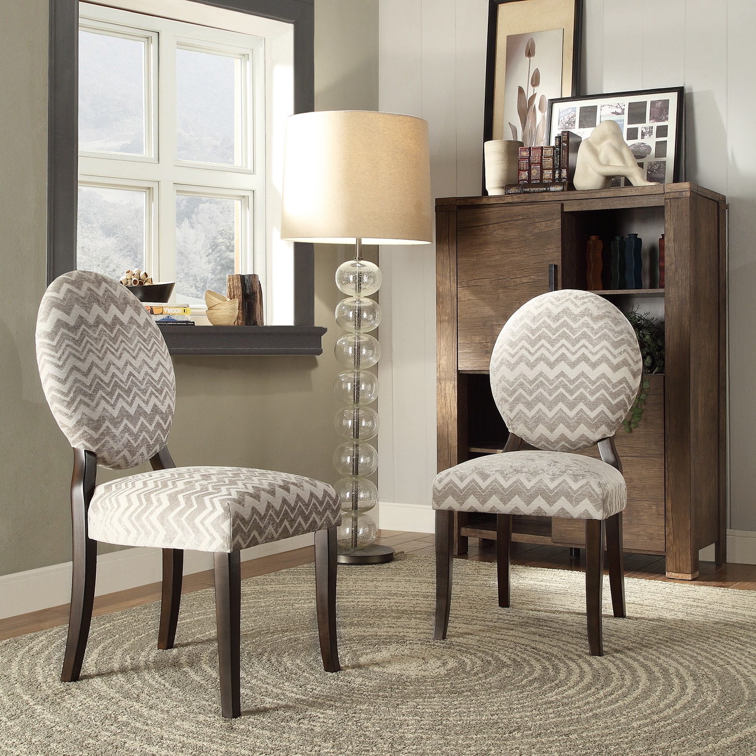 Inspire Q Zoey Hip Chevron Fabric Round Back Side Chairs (set Of 2)