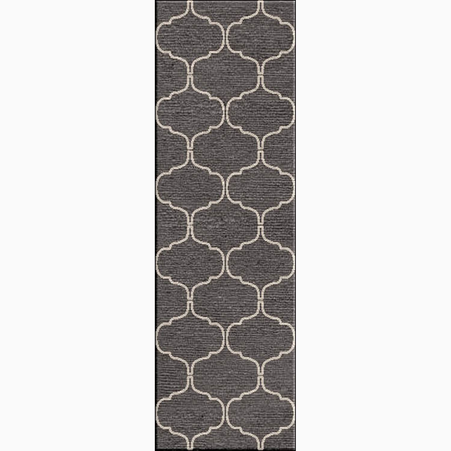 Hand made Moroccan Pattern Gray/ Ivory Wool Rug (2.6x8)