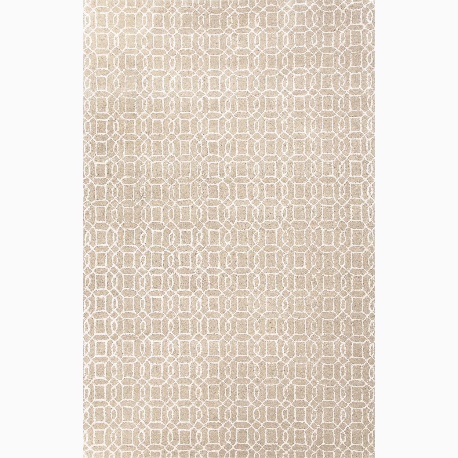 Handmade Geometric Pattern Taupe/ Ivory Wool/ Art Silk Rug (36 X 56)