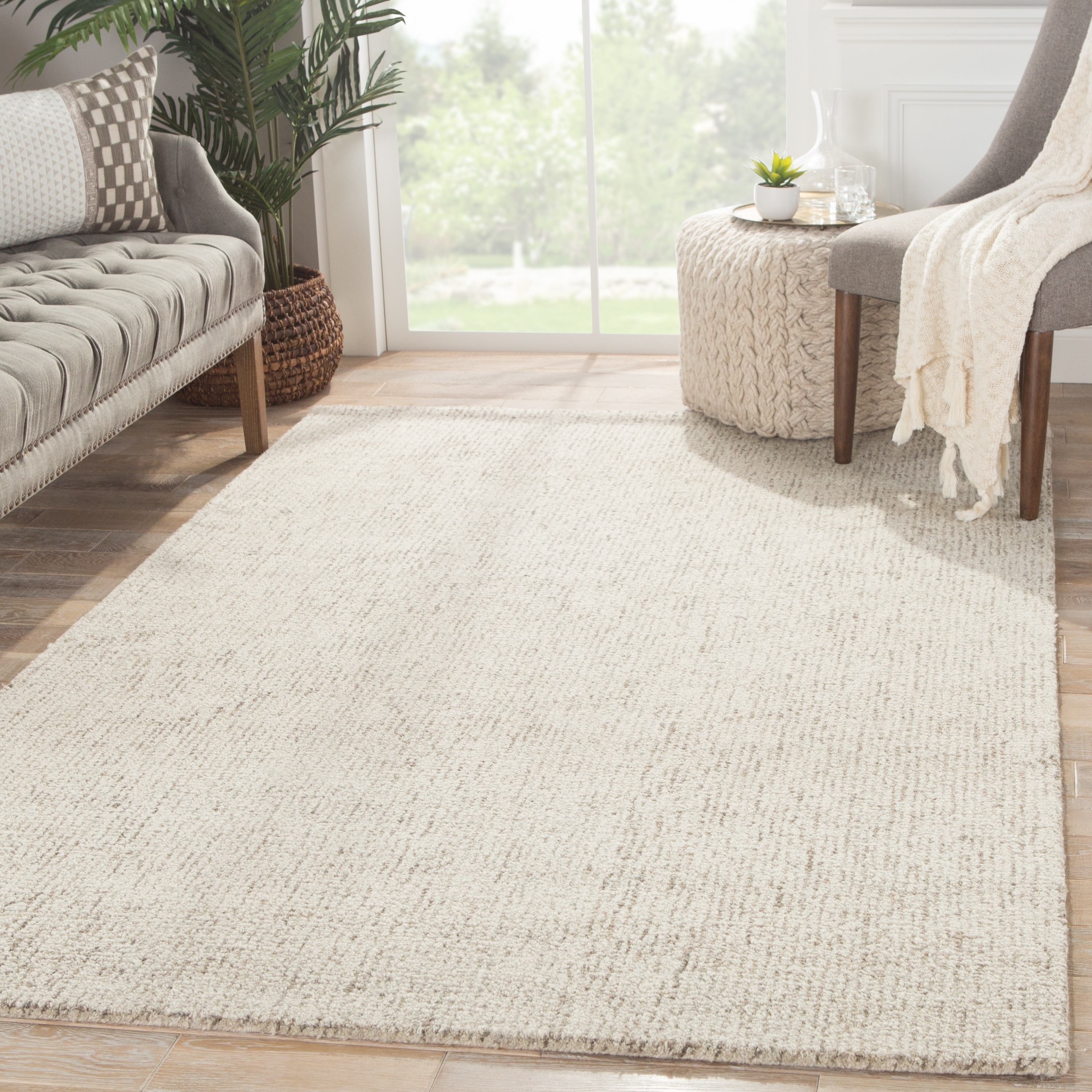 Handmade Ivory/ Gray 100 percent Wool Easy Care Rug (2 X 3)