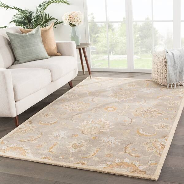 Shop Coventry Handmade Floral Gray Beige Area Rug 4 X 8 4 X 8 Overstock 8576667