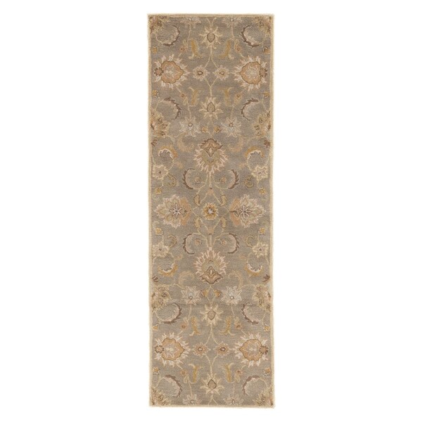 Coventry Handmade Floral Gray/ Beige Area Rug - 4' x 16' Runner