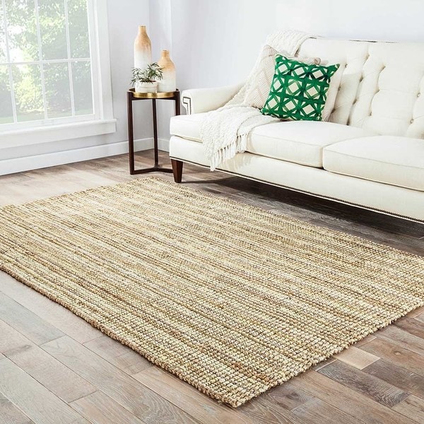 Vincent Natural Solid Beige/ White Area Rug - 5' x 8'