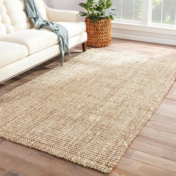 Cayman Natural Solid White/ Tan Area Rug (5' X 8') - Free Shipping ...