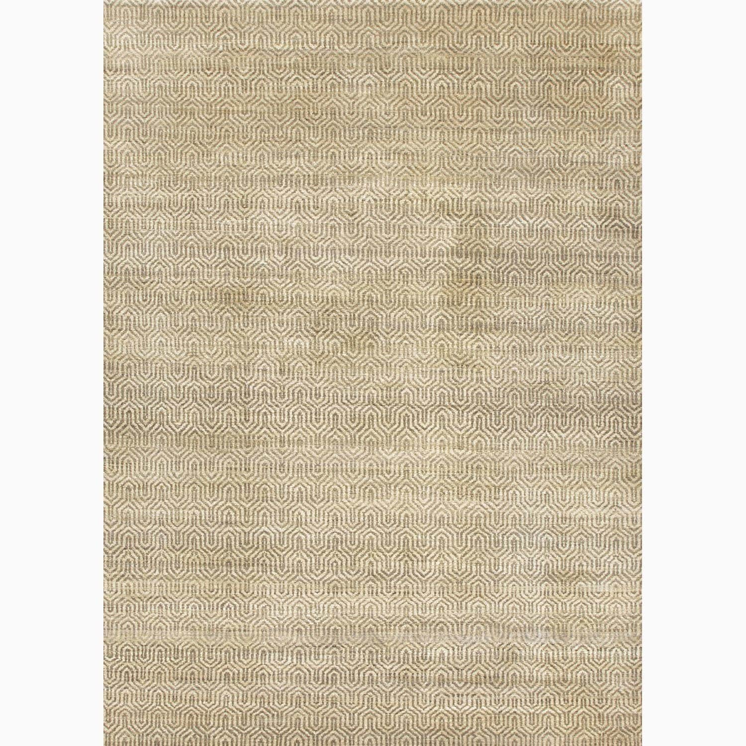 Hand made Geometric Pattern Taupe/ Ivory Wool Rug (2x3)