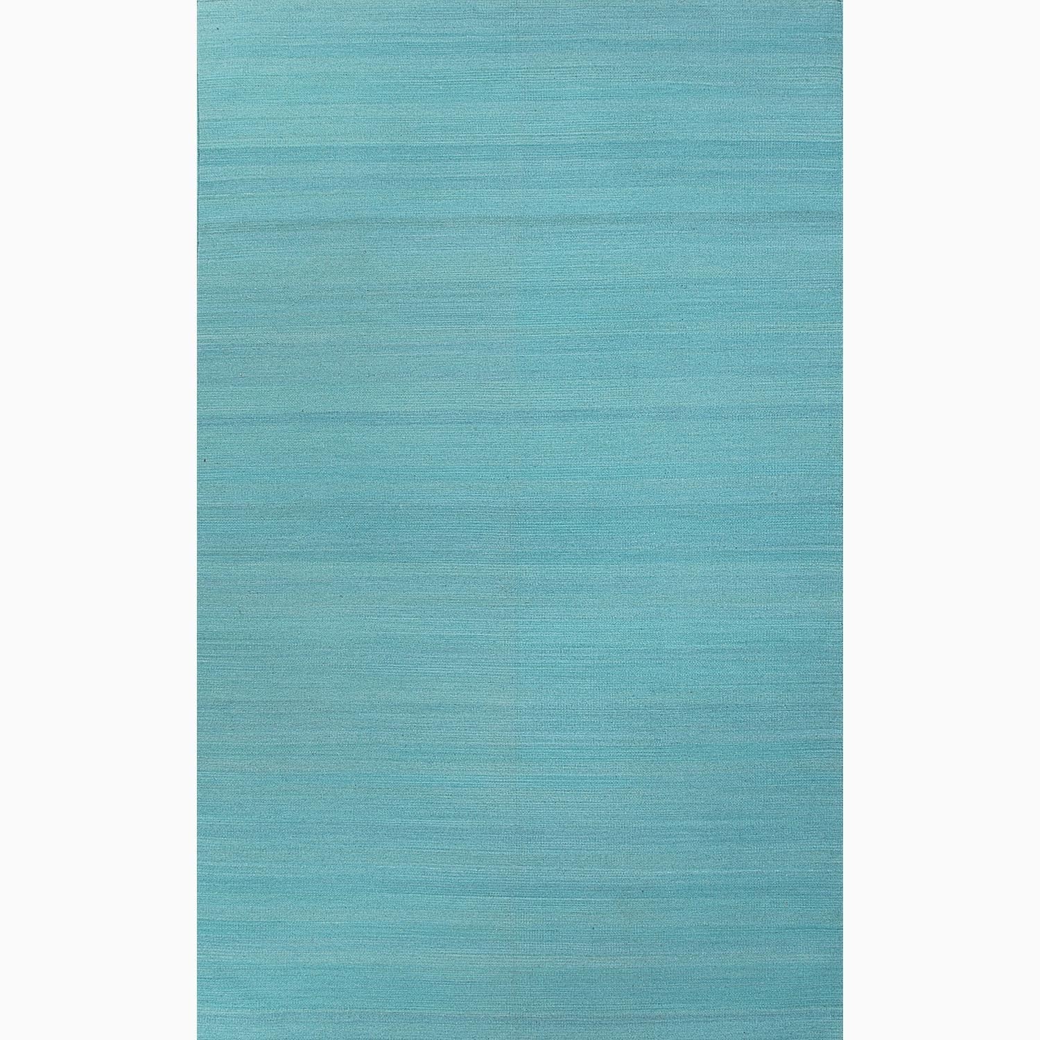 Hand made Solid Pattern Blue Wool Rug (8x10)