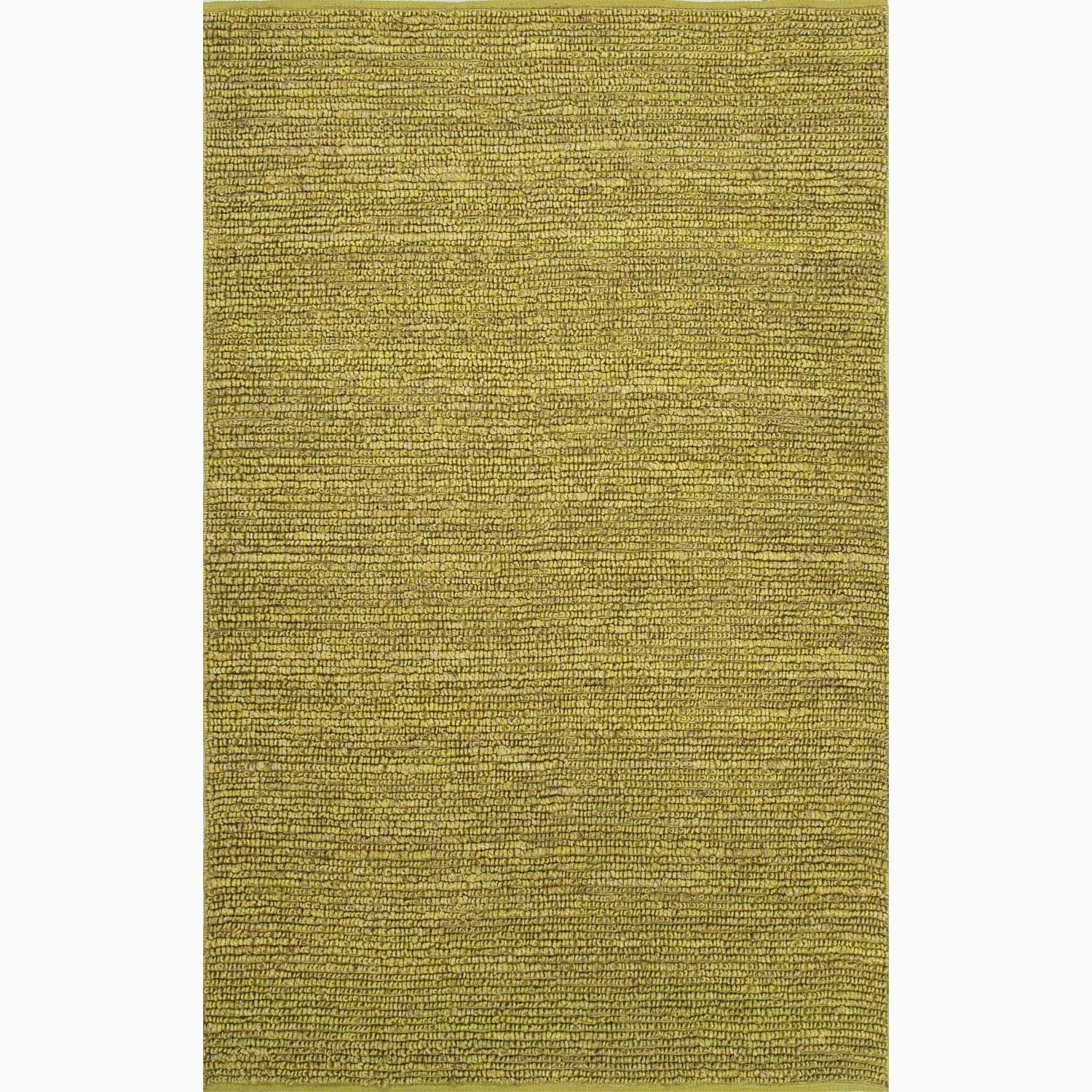 Hand made Solid Pattern Green Jute Rug (3.6x5.6)