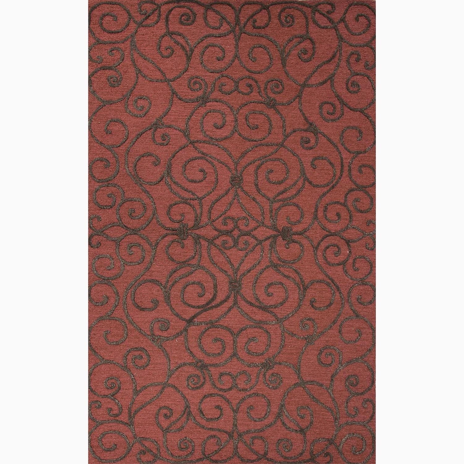 Handmade Arts And Craft Pattern Red/ Brown Wool/ Art Silk Rug (5 X 8)