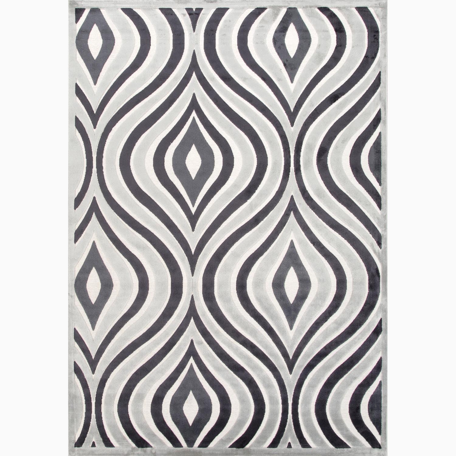 Handmade Gray/ Ivory Art Silk/ Chenille Modern Rug (5 X 76)