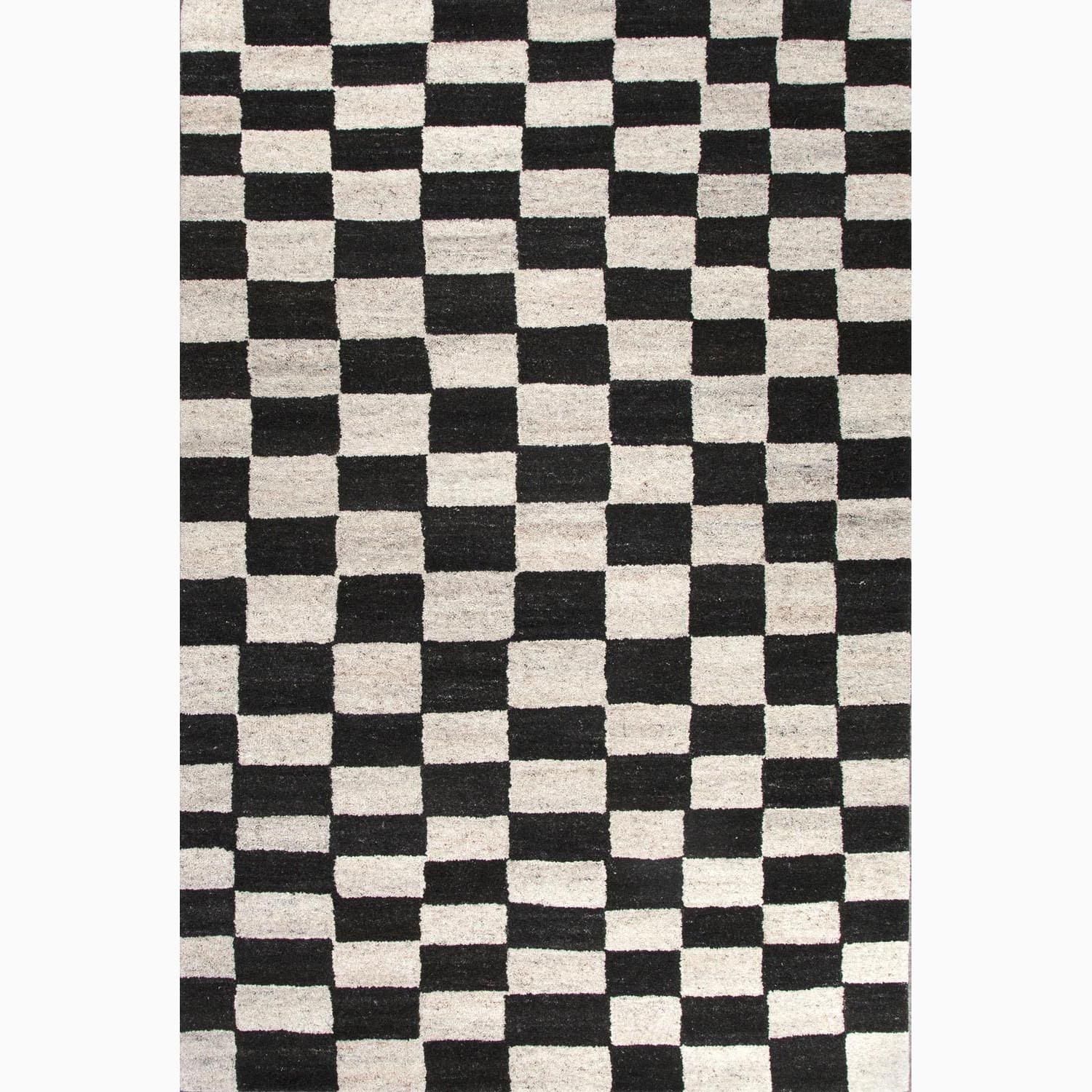 Handmade Black/ Ivory Wool Easy Care Rug (2 X 3)