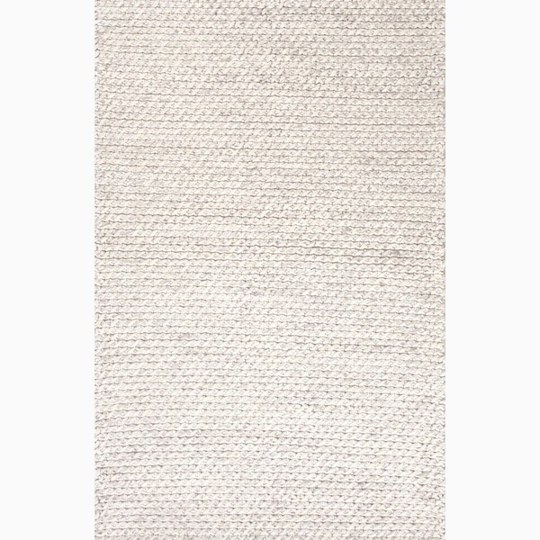 Thurstan Handmade Solid Gray/ White Area Rug (5' X 8') - 5' x 8'