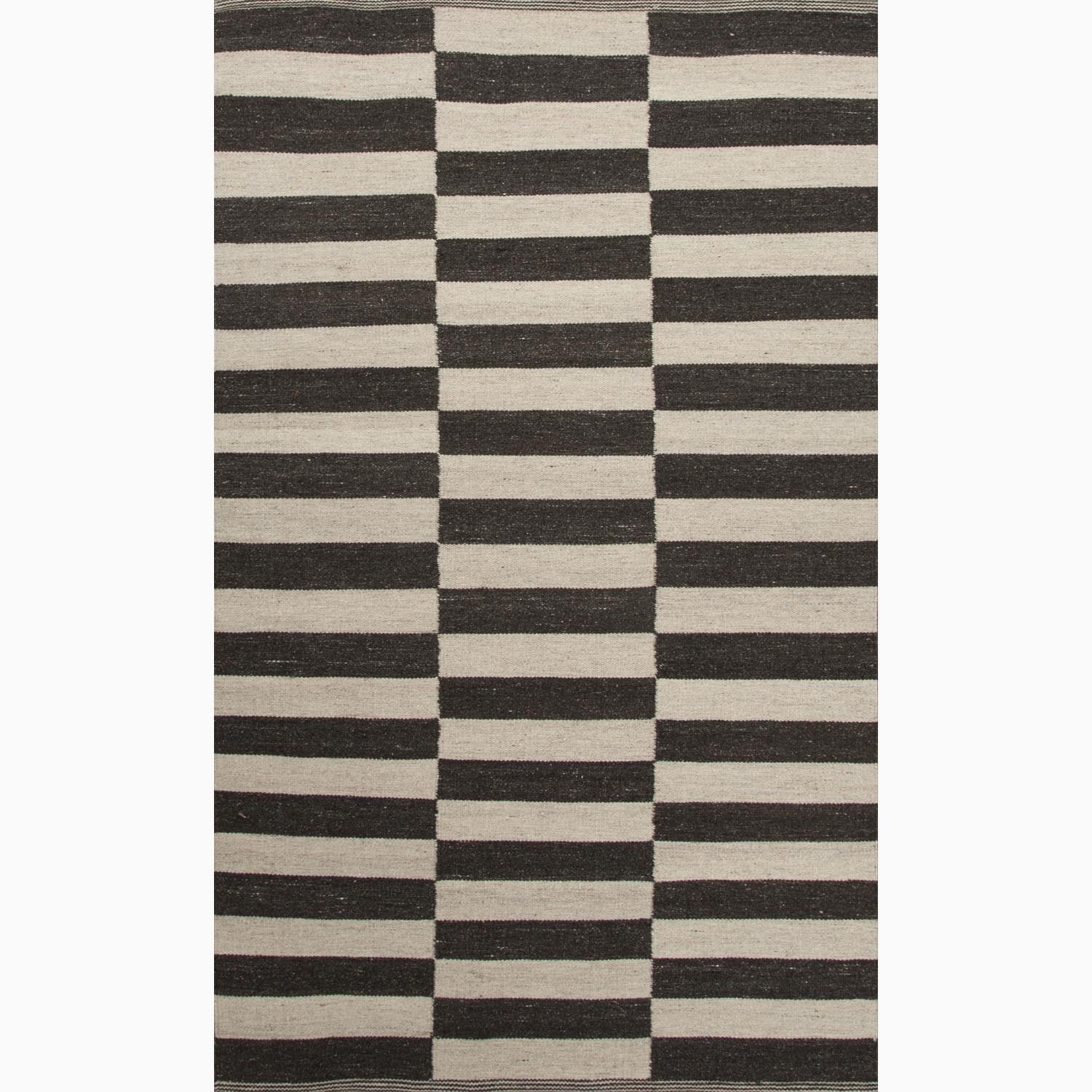 Handmade Ivory/ Black Wool Easy Care Rug (4 X 6)