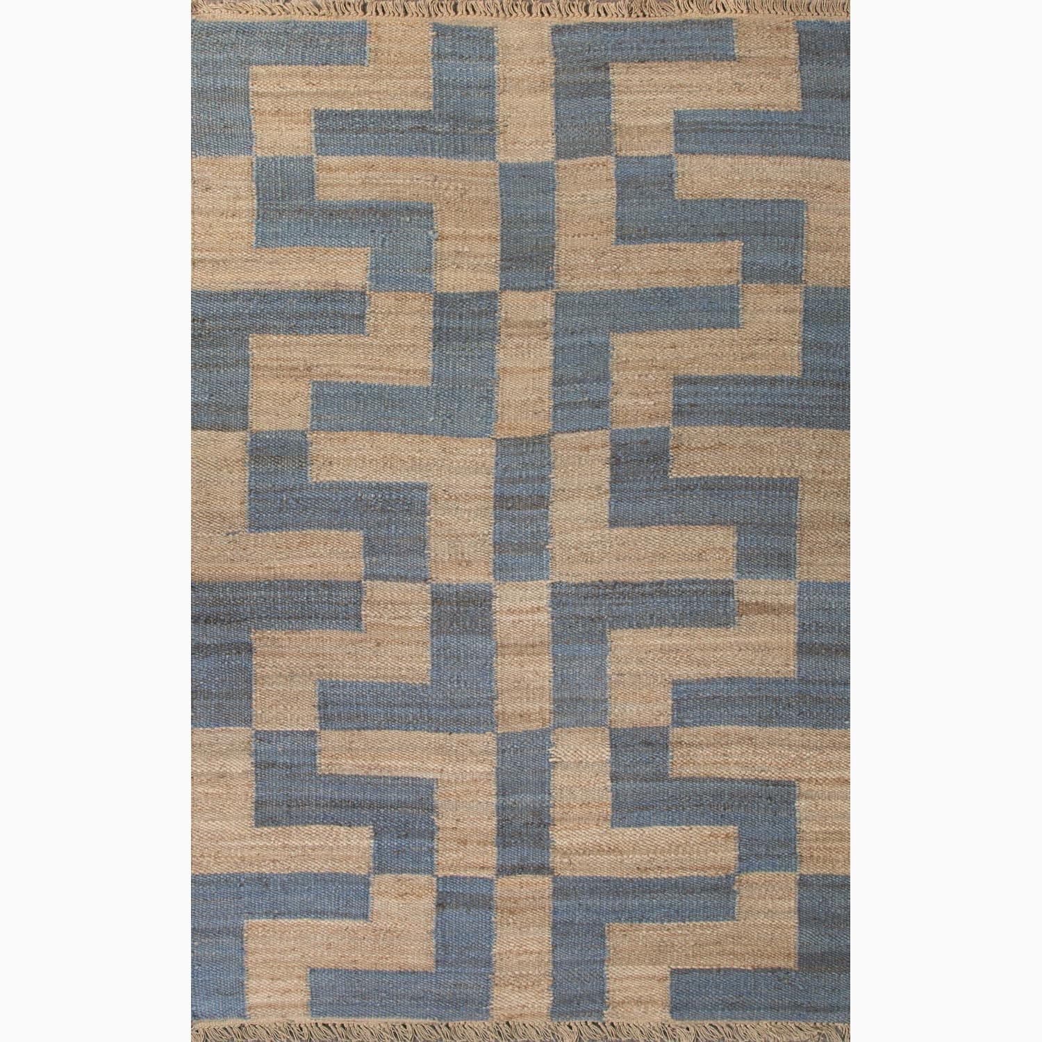 Handmade Taupe/ Blue Hemp Eco friendly Rug (8 X 10)