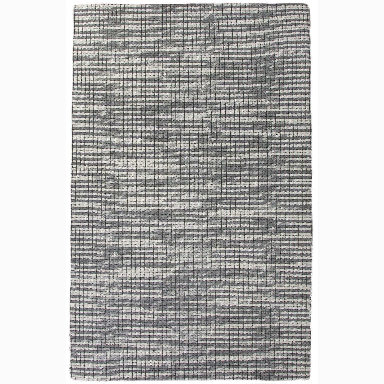 Hand made Gray/ Ivory Wool Textured Rug (2x3)