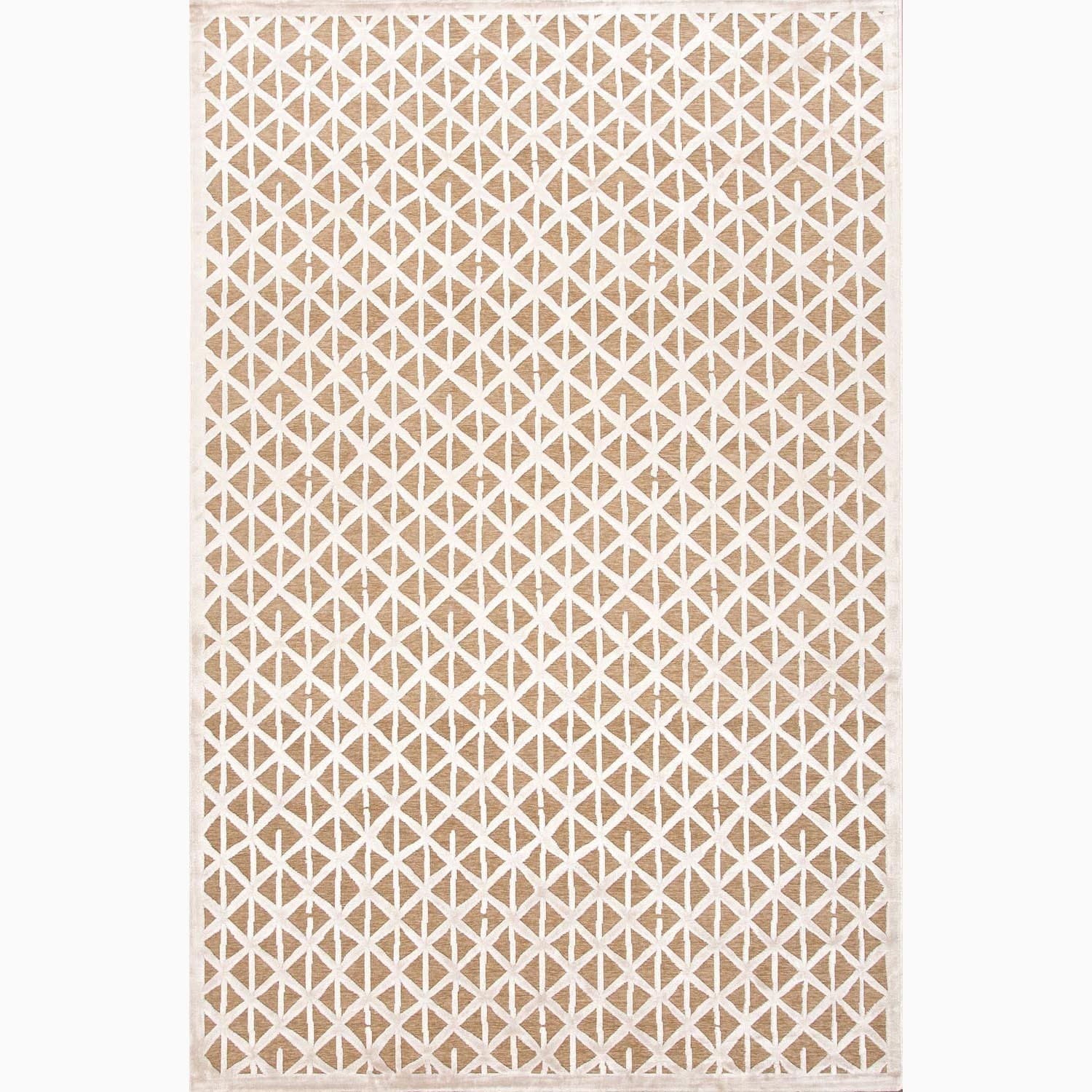 Hand made Taupe/ Ivory Art Silk/ Chenille Modern Rug (2x3)