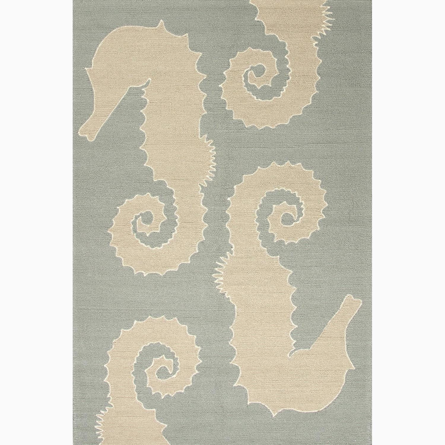 Handmade Blue/ Ivory Polypropylene Easy care Area Rug (5 X 76)