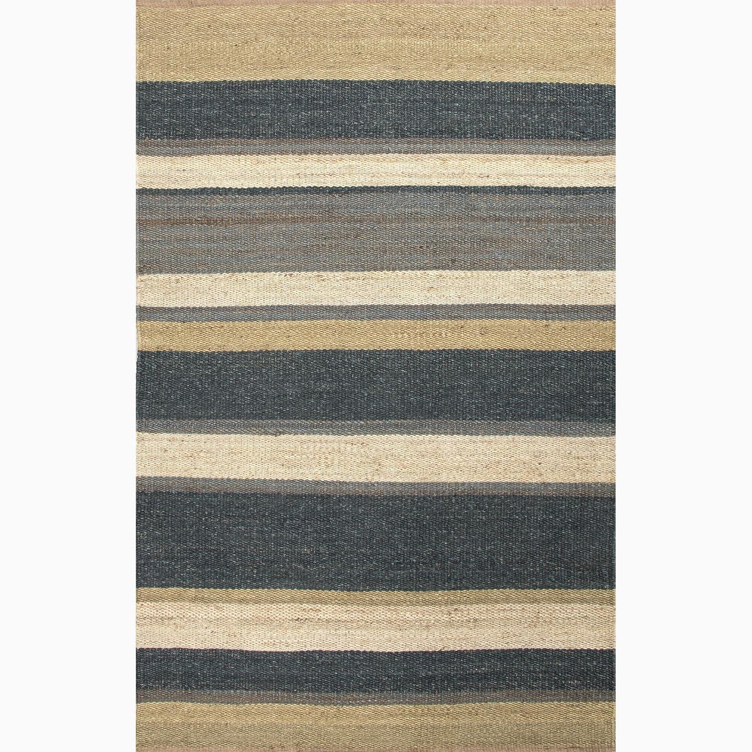 Hand made Blue/ Ivory Hemp Natural Rug (5x8)