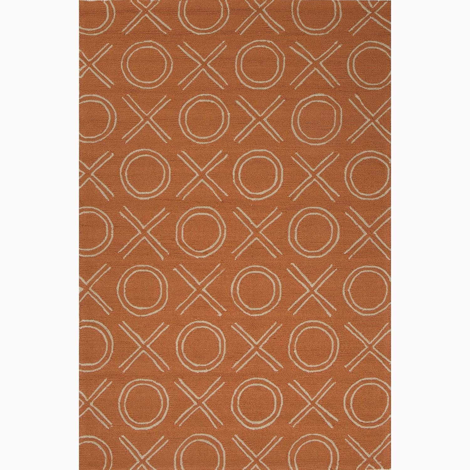 Hand made Orange/ Ivory Polypropylene Durable Rug (5x7.6)