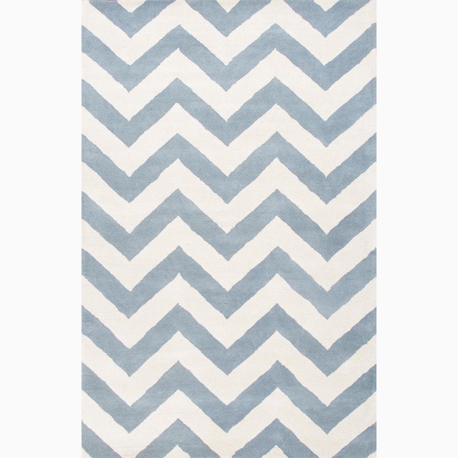 Hand made Geometric Pattern Blue/ Ivory Wool Rug (2x3)