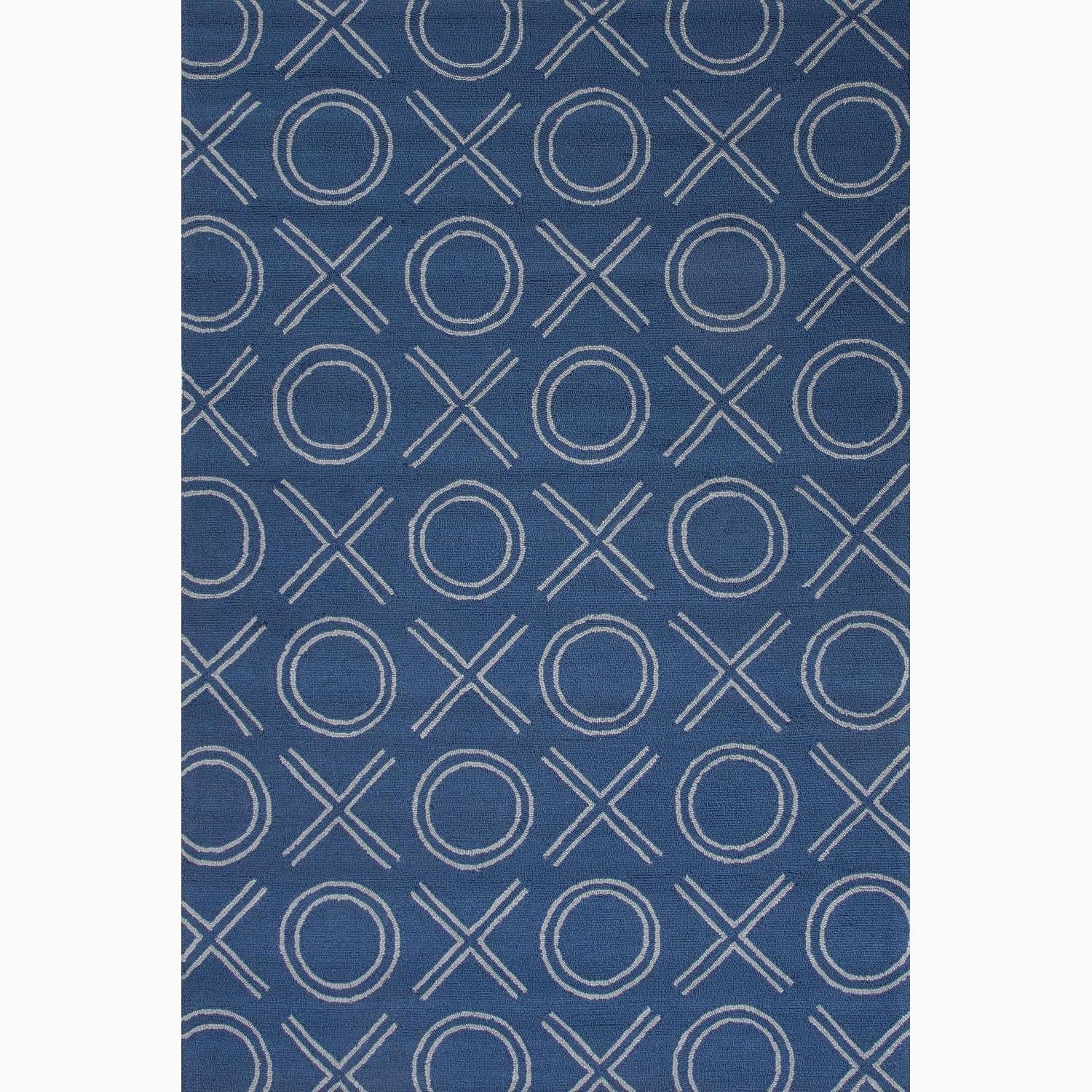 Handmade Blue/ Ivory Polypropylene Easy Care Durable Rug (76 X 96)