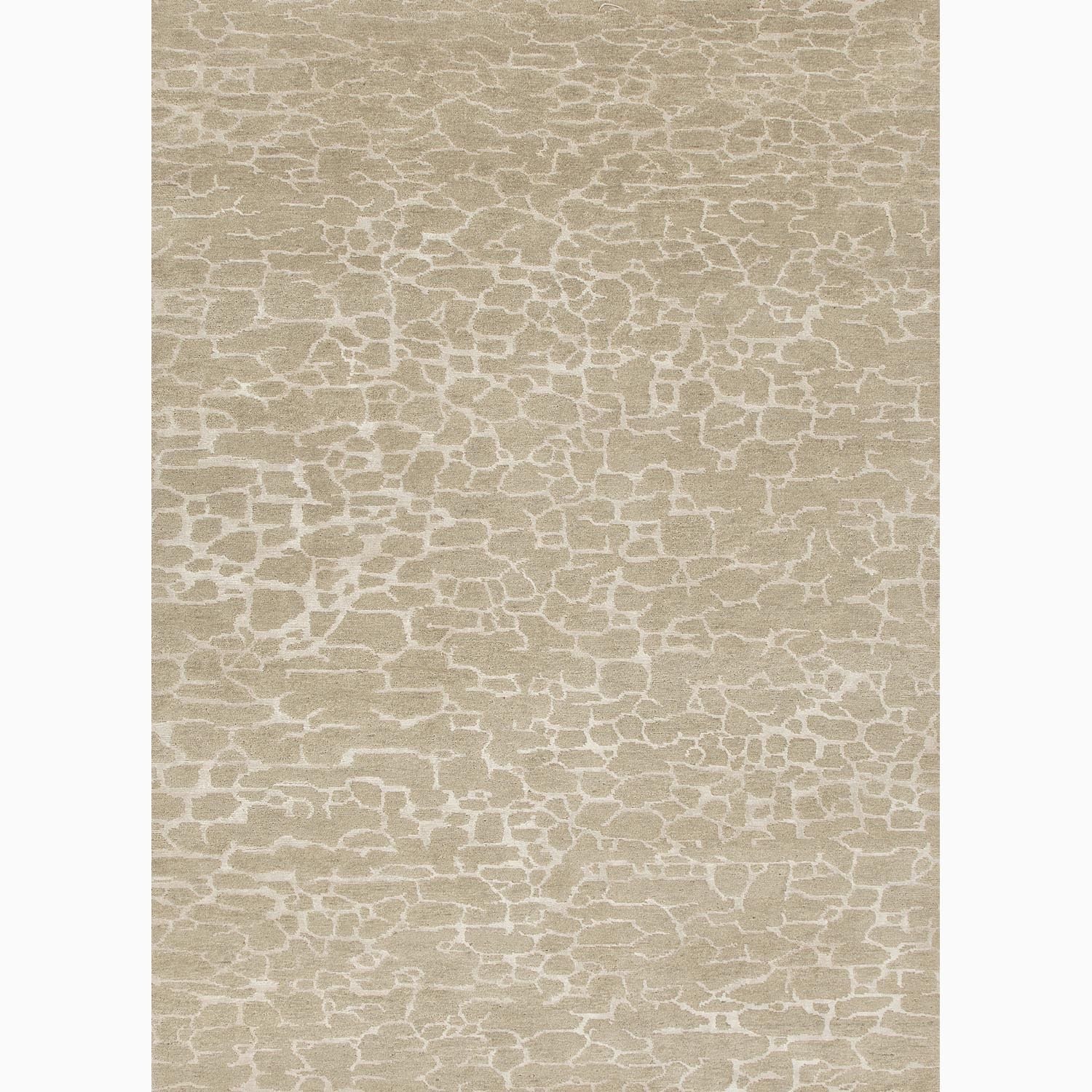 Hand made Abstract Pattern Taupe/ Ivory Wool/ Art Silk Rug (5x8)