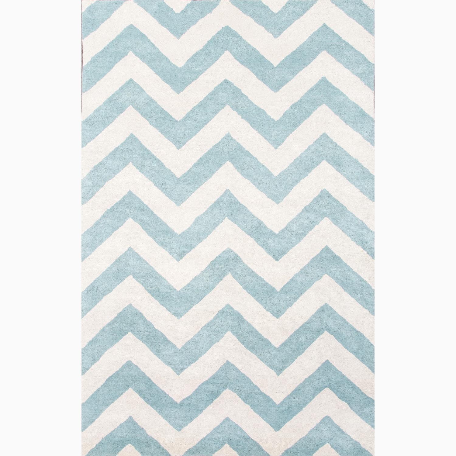 Hand made Geometric Pattern Blue/ Ivory Wool Rug (2x3)