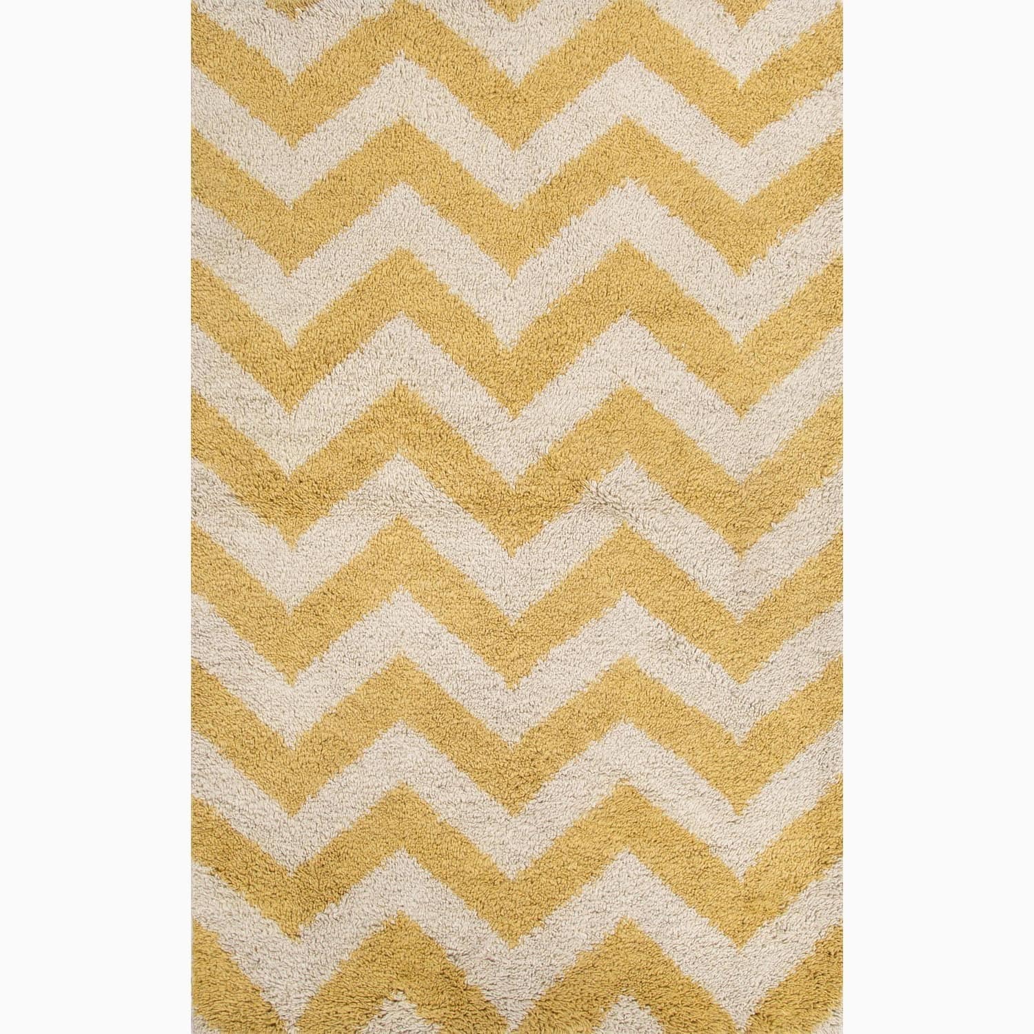 Hand made Yellow/ Ivory Wool Ultra Plush Rug (5x8)