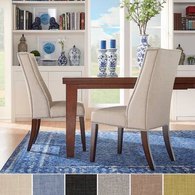 INSPIRE Q Geneva Linen Wingback Hostess Chairs (Set of 2)