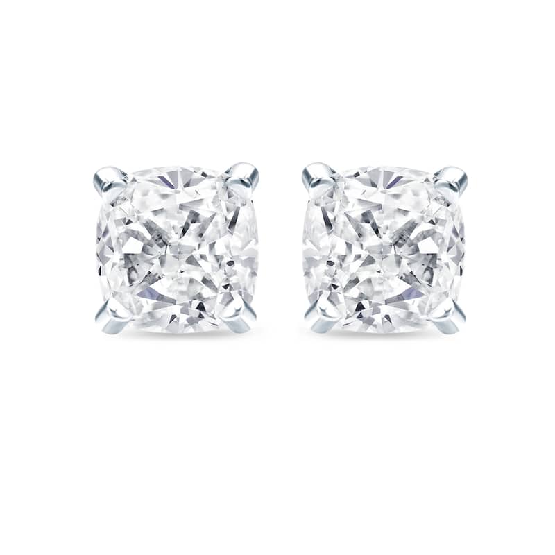Auriya 14k/18k Gold or Platinum 3/4ct TDW 4-Prong Martini Cushion-Cut Diamond Stud Earrings (H-I, SI1-SI2)