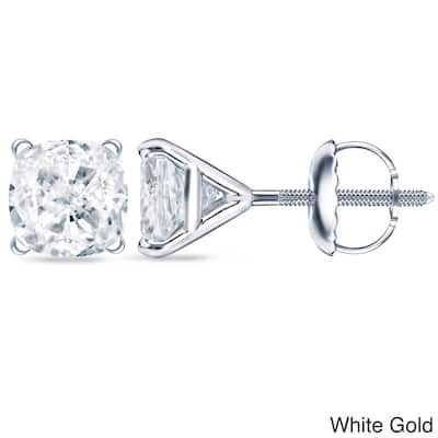 Auriya 2ctw Cushion-cut Diamond Stud Earrings 14k 18k or Platinum Martini Set