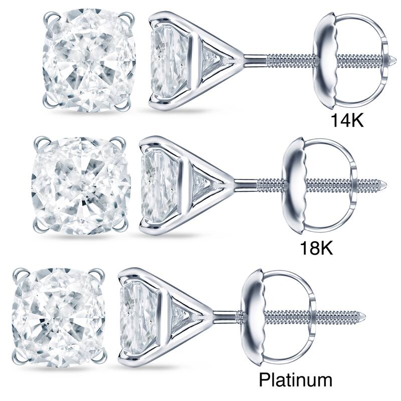 Auriya 2ctw Cushion-cut Diamond Stud Earrings 14k 18k or Platinum Martini Set