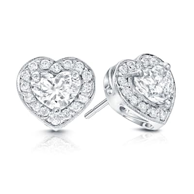 Auriya 14k Gold 2 1/8ct TDW Diamond Heart Earrings (E-F, VS1-VS2)