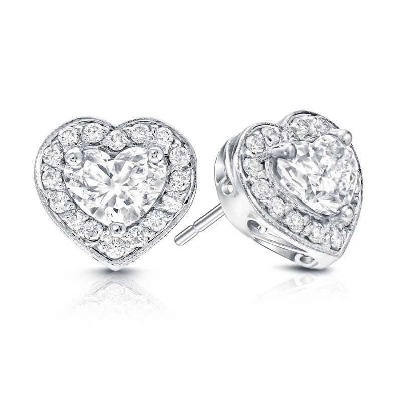 Auriya 14k Gold 2 1/8ct TDW Diamond Heart Earrings (E-F, VS1-VS2)