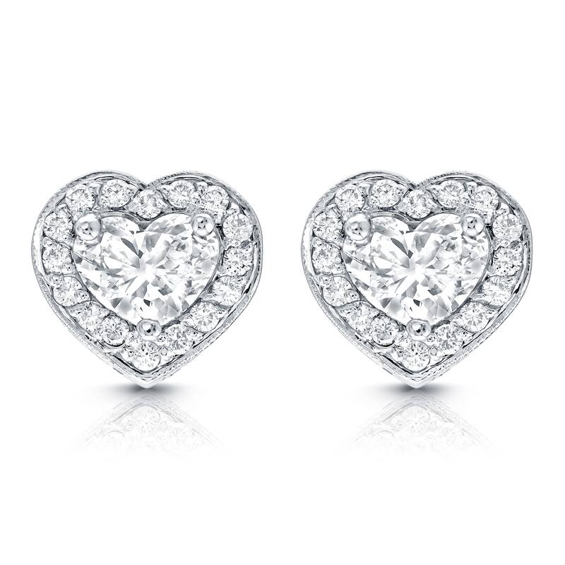 Auriya 14k Gold 2 1/8ct TDW Diamond Heart Earrings (E-F, VS1-VS2)