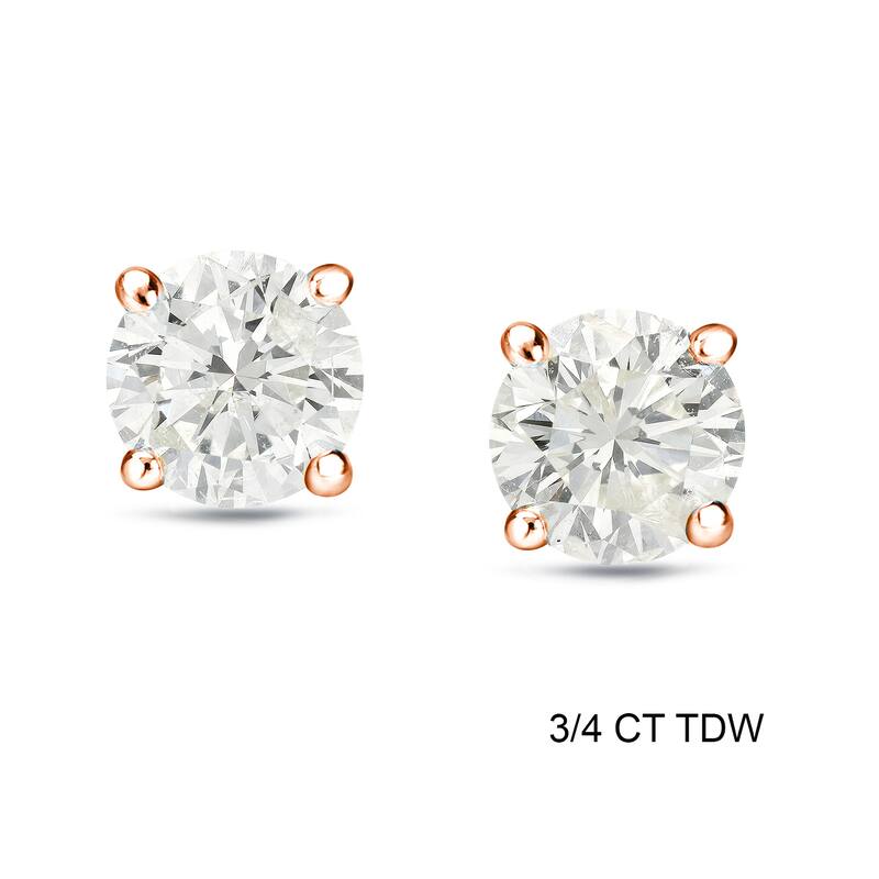Auriya 1/4 to 3/4ctw Round Diamond Stud Earrings 14k Rose Gold - 0.75ct