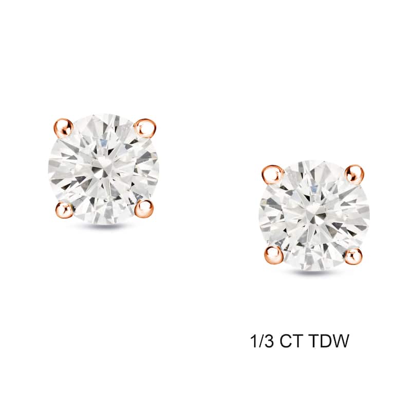 Auriya 1/4 to 3/4ctw Round Diamond Stud Earrings 14k Rose Gold - 0.33ct