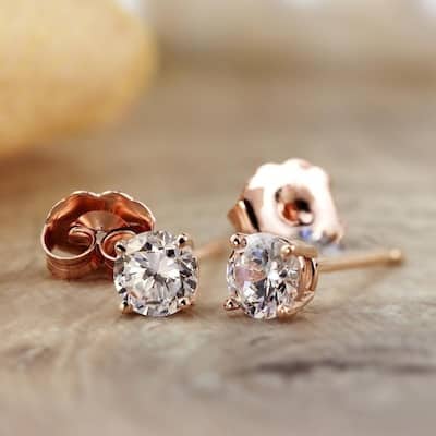 Auriya 1/4 to 3/4ctw Round Diamond Stud Earrings 14k Rose Gold