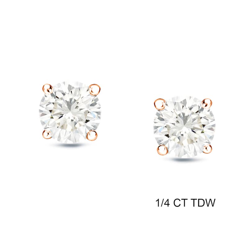Auriya 1/4 to 3/4ctw Round Diamond Stud Earrings 14k Rose Gold - 0.25ct